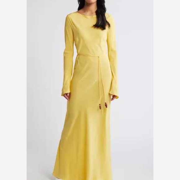 Faithfull the brand Dresses & Skirts - FAITHFULL THE BRAND Bellini Long Sleeve Silk Crepe Maxi Dress In Biscotti